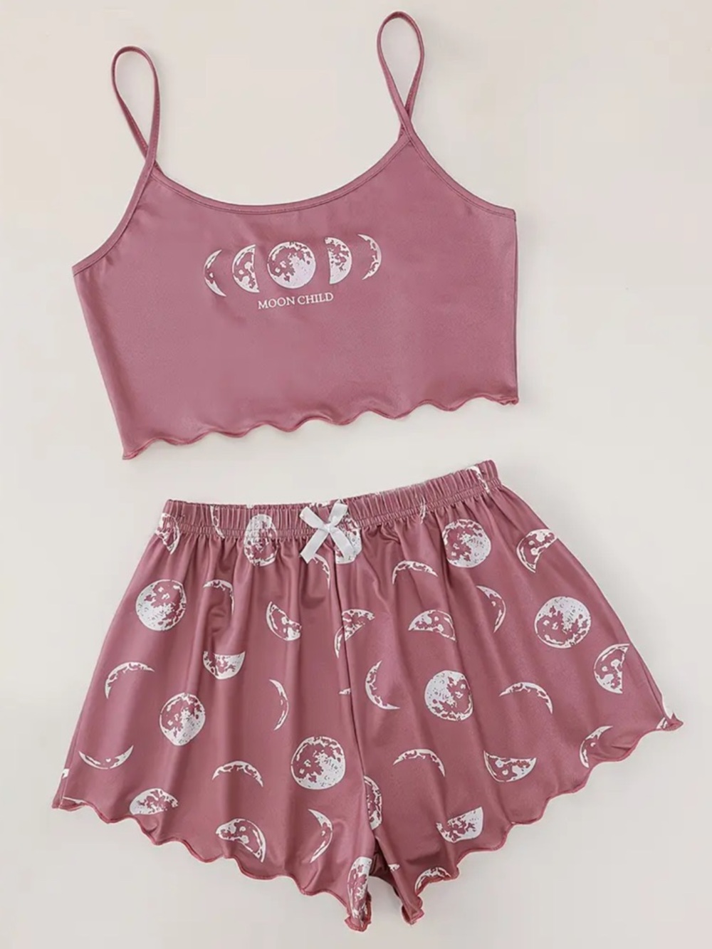 Pink & White, Moon Child Print, Cami, Pajama Set